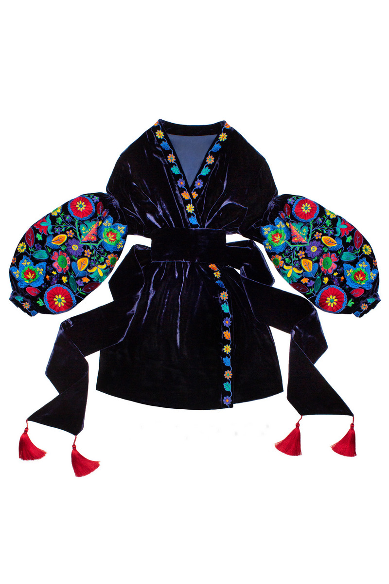 Buy Folk Velvet Ethnic Ukrainian Authentic Unique Black Embroidered Mini Dress